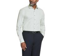 Kenneth Cole Dress Shirt Slim Fit Checks and Stripes (Patterned) Camisa de Vestir, Verde Ceniza, 38 cm-39 cm Cuello 86 cm-89 cm Manga para Hombre