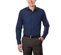 Kenneth Cole Dress Shirt Slim Fit Solid Camisa de Vestir, Azul (Medio), 43 cm-44 cm Cuello 91 cm-94 cm Manga para Hombre