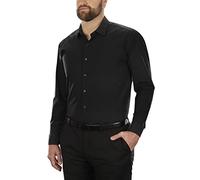 Kenneth Cole Dress Shirt Slim Fit Solid Camisa de Vestir, Negro, 36 cm-37 cm Hals 81 cm-84 cm Ärmel para Hombre