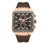 Kenneth Cole New York Reloj cronógrafo para hombre, pulsera de acero inoxidable, marcadores de hora llamativos, diseño sofisticado, Cuadrado oro rosa - silicona marrón, Mens Standard, Cronógrafo