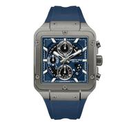 Kenneth Cole New York Reloj cronógrafo para hombre, pulsera de acero inoxidable, marcadores de hora llamativos, diseño sofisticado, Cuadrado azul - silicona azul, Estándar para hombre, Cronógrafo