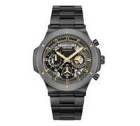 Kenneth Cole New York Reloj cronógrafo para hombre, pulsera de acero inoxidable, marcadores de hora llamativos, diseño sofisticado, Negro, acero inoxidable