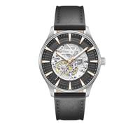 Kenneth Cole New York Reloj de lujo para hombre, movimiento automático, resistente al agua, diseño sofisticado y elegante, Negro - Correa de cuero negro