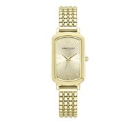 Kenneth Cole New York Reloj rectangular chapado en oro para mujer, esfera champán con números romanos, caja de acero inoxidable, movimiento de tres manecillas, elegante pulsera de joyería para uso