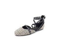 Kenneth Cole New York Sandalias planas de moda para mujer, tela negro/bronceado, 9.5, Tela negra y marrón, 41 EU