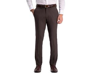 Kenneth Cole REACTION Men's Shadow Check Stretch Slim Fit Dress Pant, Brown, 33Wx30L