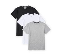 Kenneth Cole REACTION Mens' T-Shirt Organic Cotton and Spandex - 3 Pack Crew Neck Shirts for Men - Tshirt for Men - Plain T Shirts Men (Black/White/Grey, Large)