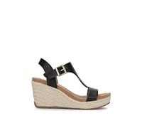 Kenneth Cole REACTION Sandalias de cuña con correa en T para mujer, negro (Negro), 35.5 EU