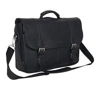 Kenneth Cole REACTION Show Business Colombian Leather Briefcase Work Bag 16 Laptop Portfolio Messenger, Maletín Unisex Adulto, Negro, Talla única