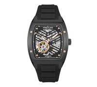 Kenneth Cole - Reloj de lujo para hombre, correa de silicona, movimiento automático, resistente al agua, correa de hebilla, reloj analógico de diseño elegante para hombre, Negro -