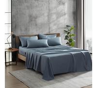 Kenneth Cole - Solutions Sábanas Queen, Juego de Ropa de Cama de 6 Piezas de poliéster Reciclado Suave, Resistente a Las Arrugas y Acabado refrescante (Azul sólido, Queen)