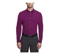 Kenneth Cole Unlisted Men's Dress Shirt Slim Fit Solid, Raspberry, 17"-17.5" Neck 32"-33" Sleeve