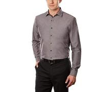 Kenneth Cole Unlisted Men's Dress Shirt Slim Fit Solid, Slim Graphite, 17"-17.5" Neck 34"-35" Sleeve