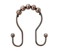Kenney Metal Double Roller Ball Shower Curtain Rings Anillos de Cortina de Ducha de Doble Rodillo, Paquete de 12, Bronce, Talla única