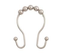 Kenney Metal Double Roller Ball Shower Curtain Rings Anillos de Cortina de Ducha de Doble Rodillo, Paquete de 12, Níquel Cepillado, Talla única