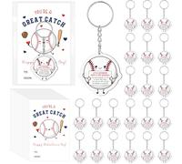 Kenning 24 juegos de regalos de béisbol de San Valentín incluyen 24 llaveros de béisbol a granel, 24 tarjetas de feliz San Valentín, 24 bolsas de polipropileno para regalo del equipo