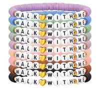 Kenning 30 pulseras mormonas de regalo de Pascua Lds a granel 2026 Walk with Me, pulseras de cuentas de arcilla para jóvenes, regalos temáticos de iglesia, fe cristiana, regalo de bautismo para