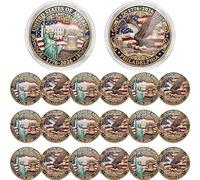 Kenning Paquete de 24 monedas de desafío del aniversario de la independencia de Estados Unidos 1776-2026, coleccionables patrióticos para regalos conmemorativos coleccionables del 4 de julio para