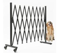 KENNISI Puerta Extensible de Metal para Perros, 9 pies, Barrera de Seguridad versátil de acordeón, Barricada retráctil portátil, Valla Ajustable para Mascotas, Interior y Exterior