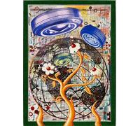 Kenny Scharf NEW WORLD ORDER - Lienzo impreso en un marco de madera - Imagen perfecta para decoración de pared