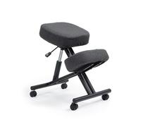 Kenoko HIRAGI - Silla ergonómica para rodillas, silla ajustable en altura, lino, sin respaldo ni asas | 5 niveles de ajuste | 130 kg Max | Oficina y Hogar | Funda lavable negra