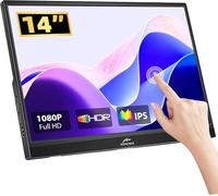 Kenowa Monitor portátil de 14 pulgadas, pantalla táctil táctil 1920 x 1080 IPS HDR FHD monitor externo con USB tipo C HDMI para PC Raspberry pi, portátil, Windows OS