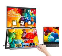Kenowa - Pantalla táctil portátil de 15,6 pulgadas Full HD 1080p IPS pantalla externa portátil plegable con doble pantalla rotación de 360°, con tipo C, mini HDMI para ordenador portátil, Xbox/PS4/PS5