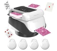Kensbro Barajador y Repartidor de Cartas 2 en 1, Máquina Barajadora de Cartas, Barajador Eléctrico de Cartas, para 2-12 Jugadores con 4 Mandos a Distancia