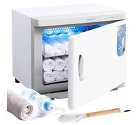 Kensbro Calentador de toallas de 25 L, secador de toallas UV, calentador de compresas, esterilizador de toallas calientes, función de calefacción de 360°, para belleza, salón, spa (blanco)
