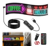 Kensbro Letrero LED Programable de Doble Fila, Pantalla LED Publicidad Exterior de Flexible con App y Control Remoto, Diseño Dinámico DIY, Para Coches Camiones, Publicidad Bares Tienda (20 * 78cm)