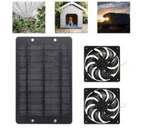 Kensbro Ventilador con Energía Solar 12V 10 W, Kit de Ventilador de Panel Solar, Impermeable, Doble Extractor para Gallineros Pequeños, Invernaderos, Cobertizos, Casetas para Mascotas y Ventanas