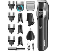 Kensen Cortacésped Cuerpo Hombre 4-en-1 6000/7000 RPM Recortadora Bigote Hombre 210 Mins de Autonomía Cortacésped Barba、Cabello、Nariz IPX7 Impermeable Afeitadora Intima USB-C Pantalla LED Para Cabeza
