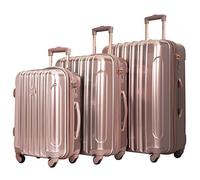 kensie 3 Piece Light Metallic Design 4-Wheel Luggage Set, Rose Gold Color Option