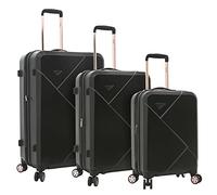 kensie Juego de Equipaje Grace de 3 Piezas, Black, 3-Piece Set (20/24/28), Dawn Hardside - Juego de Equipaje Giratorio de 3 Piezas