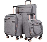 kensie Juego de Equipaje Hudson de 3 Piezas, Gris, 3-Piece Set (16/20/28), Hudson Softside - Juego de Equipaje Giratorio de 3 Piezas