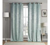 kensie Maddie-Cortina Opaca metálica para Ventana con Juego de 2 Paneles, Poliéster, Azul Verdoso, W 38" x L 84" (12 Panels)