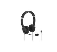 Kensington Classic EQ - Auriculares USB-C con micrófono y Control de Volumen, Cable Trenzado de Nailon de 1,8 m, para Escuela, niños, Adultos, Diadema Acolchada Ajustable, Color Negro (K97464WW)