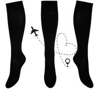 Kensington Calcetines de compresión para hombres y mujeres. Estancia y anti-DVT Graduado para alivio del dolor, recuperación, Endurance, espinillas, viaje, médicos. Boost pierna Stamina, color negro