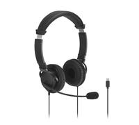 Kensington Classic EQ - Auriculares USB-C con micrófono y Control de Volumen, Cable Trenzado de Nailon de 1,8 m, para Escuela, niños, Adultos, Diadema Acolchada Ajustable, Color Negro (K97464WW)