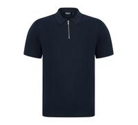 Kensington Eastside Harvers - Polo de punto de algodón con rayas texturizadas y cuello de cierre de cremallera para hombre, azul (Mood Indigo), XL