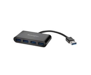 Kensington Hub con 4 puertos USB 3.0, Velocidad de transferencia hasta 5 Gb/s, Compatible con HP, Dell, Windows y Mac