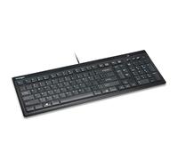 Kensington K72357ES - Teclado Fino y Silencioso con Cable de Tamaño Normal Advance Fit, con Teclas Multimedia para Control del Volumen y Funcionamiento Plug & Play, Fino, Negro
