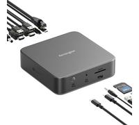 Kensington SD5010T5 Thunderbolt 5 - Estación de Acoplamiento con PD de 140 W, hasta Tres Pantallas 4K 60Hz, 13 Puertos, 2 HDMI, 2 Ranuras TB5, SD y Micro SD 4.0, Ethernet de 2.5 Gbps (K35231NA)