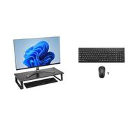 Kensington Soporte de Escritorio para Monitor Extraancho -Pantallas Grandes (K55726EU) + Set Teclado y Ratón Inalámbrico KM150 EQ, USB de 2,4 GHz, Teclado Numérico, Ratón Silencioso 1200 DPI, QWERTY,