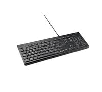 Kensington Teclado con cable KB100 EQ, QWERTY compatible con Windows y MacOs, diseño delgado a prueba de fugas, carcasa exterior y teclas están hechas de 60% de material reciclado