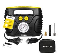 Kensun - Compresor de aire portátil CA/CC, inflador con pantalla analógica para el hogar (110 V) y coche (12 V), rápido, 18/20 litros/minuto