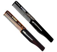 Kent 20T - Peine de bolsillo plegable hecho a mano para hombres, peine de dientes finos para el cuidado diario del cabello, barba o bigote, uso seco o con bálsamos, corte de sierra pulido a mano