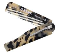 Kent 20T TW - Peine de bolsillo plegable hecho a mano para hombres, peine de dientes finos para el cuidado diario del cabello, barba o bigote, uso seco o con bálsamos, corte de sierra pulido a mano