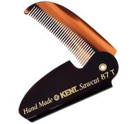Kent 87T Peine de bolsillo plegable hecho a mano para hombres, peine alisador de pelo de dientes finos para el aseo diario del cabello, barba o bigote, uso seco o con bálsamos, corte de sierra pulido