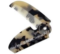 Kent 87T TW Peine de bolsillo plegable hecho a mano para hombres, peine alisador de pelo de dientes finos para el aseo diario del cabello, barba o bigote, uso seco o con bálsamos, corte de sierra
